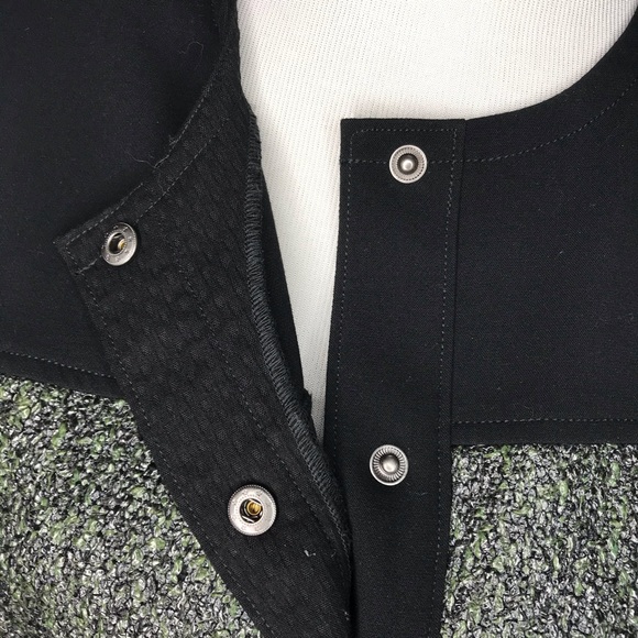 CAbi Mixed Media Black Olive Snap Moto Jacket - Picture 5 of 8